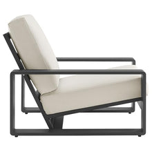 Modway Lirienne Aluminum Set of 2 Outdoor Armchairs in Cream – All-Weather Backyard Patio Accent Chairs with Weather-Resistant Fabric Cushions