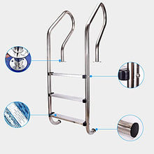 Swimming Pool Escalator 304 Stainless Steel with 3-Layer Anti-Slip Ladder Indoor and Outdoor anticorrosive Swimming Pool Steps no Embedded/Silver / 52×58×150cm (Silver 52×58×150cm)