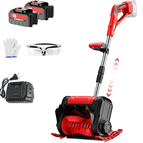 20V Cordless Snow Shovel, 12-Inch Cordless Electric Snow Blower with Adjustable Front Handle&Telescopic Pole, Snow Thrower with 2 x Battery & Quick Charger Included,3Ah×2