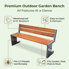 HAIFENGT 2-3 Person Metal Outside Bench with Backrest