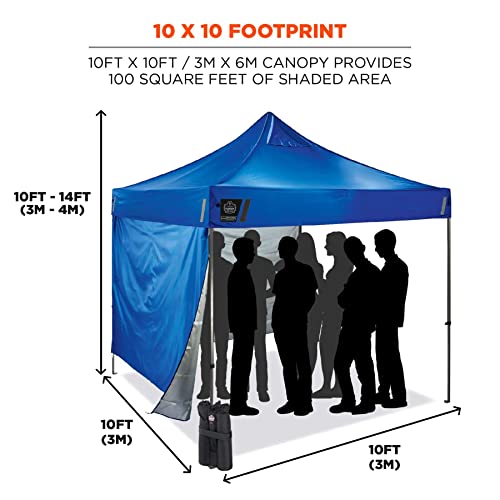 Ergodyne Shax 6051 Pop Up Canopy Kit with Weight Bags & Side Panels 10' x 10' Blue