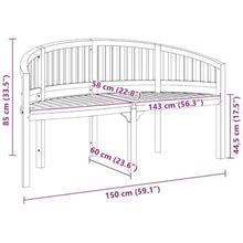 KGTKGTYER Banana Bench 59.4 inch Solid Teak Wood 3-Seater Patio Garden Seat Outdoor Furniture