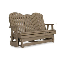 Benzara 67 Inch Outdoor Adirondack Glider Loveseat with Dropdown Cupholders Brown