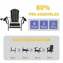 HGTRH Folding Adirondack Chairs Set of 2, Portable HDPE Outdoor Patio Chair with Wooden Textured & Cup Holder, Weather Resistant, Capacity for Pool, Backyard, Balcony, Fire Pit Grey