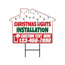 Custom Christmas Lights Installation Yard Sign, Waterproof Corrugated Plastic - Ideal for Commercial & Residential Holiday Lighting Services, VP25537 (Multicolor, Pack of 100, 24" x 18", Double Sided)