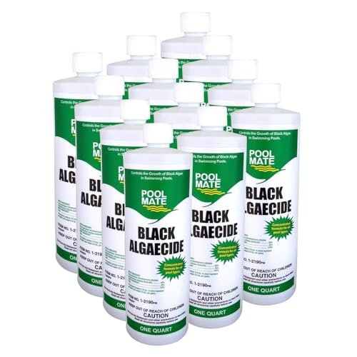 Pool Mate 1-Quart 12-Pack Premium Black Algaecide for Pool, Made in USA