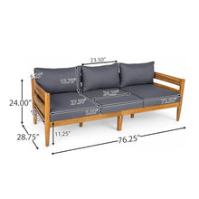 Christopher Knight Home 5-Piece Outdoor Patio Furniture Set, Acacia Wood Conversation Set with 3 Seater Sofa Loveseat Coffee Table and 2 Single Cushions Chairs, Slatted Backyard Seating Set, Dark Gray