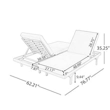 Christopher Knight Home Acacia Wood Chaise Lounge Chair Set of 2, Double/Single Outdoor Sunbathing Pool Lounger with 4'' Cushion, Patio Wooden Adjustable Backrest Lounge Sofa, Teak+Cream