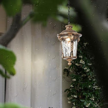 LustreVibe Retro Outdoor Pendant Light - Waterproof Ceiling Hanging Lamp for Garden, Patio, and Porch - Adjustable E27 Chandelier in Gold Finish (23 * 35cm)(Gold-18 * 27cm,2 PCS)