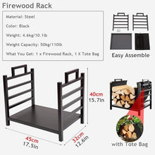 WXPWAMZ Outdoor Firewood Rack With Tote Bag, Heavy Duty Steel Tubular Lumber Storage For Fireplace, Fire Pit & Garden