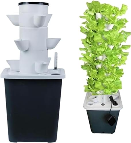 RWGOVLU Garden Hydroponic Growing System 15/20/25/30 Pods Hydroponics Tower Apartment Grow Kit Aquaponics Planting System with Hydration Pump, Adapter, Network Pots, Herbs Timer