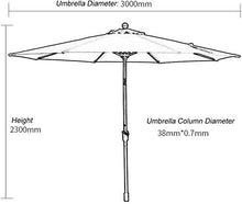 USZWBY Outdoor Garden Parasols 10ft/300cm Stripe Garden Parasol with Crank and Tilt,Sun Shade Umbrella for Garden and Patio,Round,Sunscreen UV50+