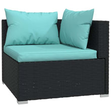 RJPLMFV Patio Loveseat with Cushions Black Poly Rattan