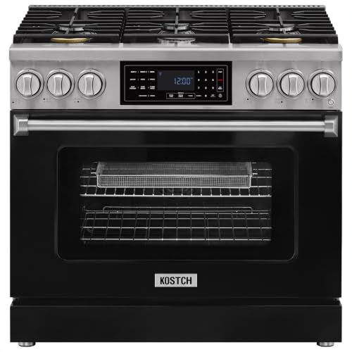Tilt Panel 36" Natural Gas Range with 6.2 cu ft True Convection Oven (Black)