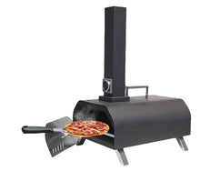 Outdoor Wood Pellet Pizza Oven, Pizza Maker with Rotating Pizza Stone, Built-in Thermometer, Foldable Legs, and Removable Chimney for Backyard, Camping, and BBQ (11" Stainless Steel Pellet Pizza Oven)