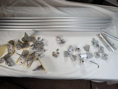 Planet 4 Solar - Mounting Kit for mounting 4 Solar Panels to a Shingle roof, with Clamps, T-Mounting Brackets & 88 Inch Made in the USA Rails.