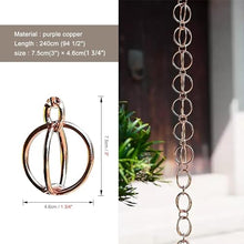 YUSIWOAL Rain Chain Replacement Gutter Downpipe, Copper Rain Chain/Splitter/Chain Ring, Outdoor Hanging Rain Bell(Style2,240cm (8ft))