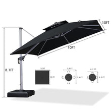 OROTLECT 120" Square Cantilever Umbrella With Base,Black