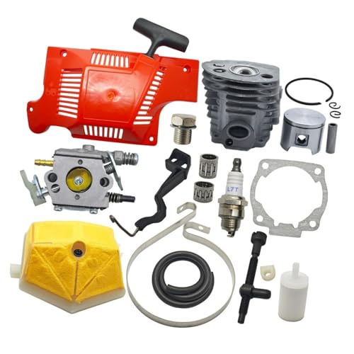 Cylinder Piston Starter Kit 46mm Fit for 55 51 Carburetor Chain Brake Band Adjuster Chainsaw Replacement Part