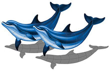 Custom Mosaics, Inc. Double Bottlenose Dolphin B Porcelain Swimming Pool Mosaic (52" x 33")
