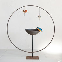 Creative Co-Op Metal Ring Bird Feeder on Stand, Rust Color