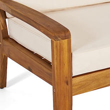 Christopher Knight Home Outdoor Acacia Wood Club Chairs with Cushions Set of 2 Teak Beige