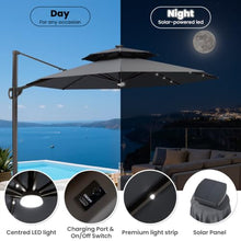 OROTLECT 11' LED Lights Cantilever Patio Umbrella With Base