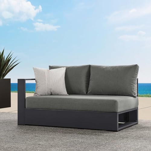 Modway Tahoe Aluminum Modular Outdoor Patio Couch with Weather-Resistant Cushions Gray Charcoal
