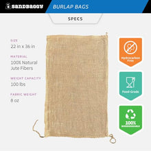 Sandbaggy Burlap Bags 22" x 36" Food Grade Pack of 500 Brown