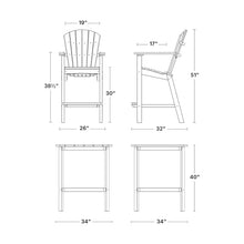 Wildridge Classic 3-Piece 40" High Bar Set, Weathered Wood - Outdoor Weather Resistant Recycled Plastic Furniture for Patio