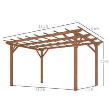 Outsunny 10' x 13' Outdoor Pergola Wood Gazebo Stable Structure Dark Brown