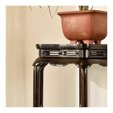 WOAITIANTIAN Vase Stand Hexagonal Classical Chinese Style Bonsai Base, Openwork Carving Redwood Ornament Display Rack