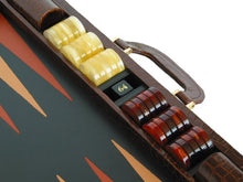 Zaza & Sacci Leather Backgammon Board Set 23" Large Attache Case Croco Brown