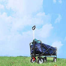 Folding Trolley Outdoor Multi-Function Wagon, Canvas Fabric, Adjustable Handle and 8in Rubber Wheels, Heavy-Duty Garden Transporter for Camping, Groceries, Shopping