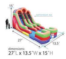 TentandTable 15FT Commercial Inflatable Double Water Slide, Rainbow