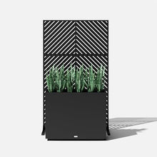 Veradek Block Series Span Planter + Arrow Privacy Screen Set, Black – Tall Outdoor Rectangular Planter with Removable Insert & Modern Privacy Divider Panel for Patio, Deck, Balcony or Garden