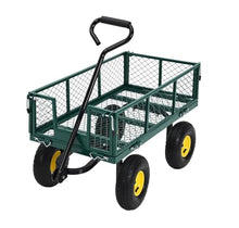 Heavy Duty Garden Cart Mesh Utility Wheelbarrow Garden Dump Cart with Removable Sides, for Lawn Camping Farm