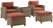 Afuera Living 5-Piece Outdoor Chair Set, Wicker/Rattan, Gray/Weathered Brown Finish, Steel Frame, All-Weather Cushions, Modular Design with Side Table, Patio Seating and Relaxation