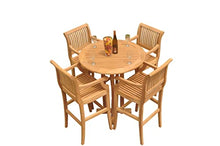 TeakStation Grade-A Teak Wood Giva 5-Piece Bar Set with 36" Round Table & 4 Arm Chairs