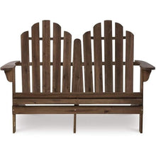 Riverbay Furniture Adirondack Outdoor Loveseat, 52.36" W x 37.4" D x 38.58" H, Solid Wood Acacia, Acorn Brown Finish, Sturdy Classic Design, Indoor/Outdoor Patio or Garden Bench Style Seating