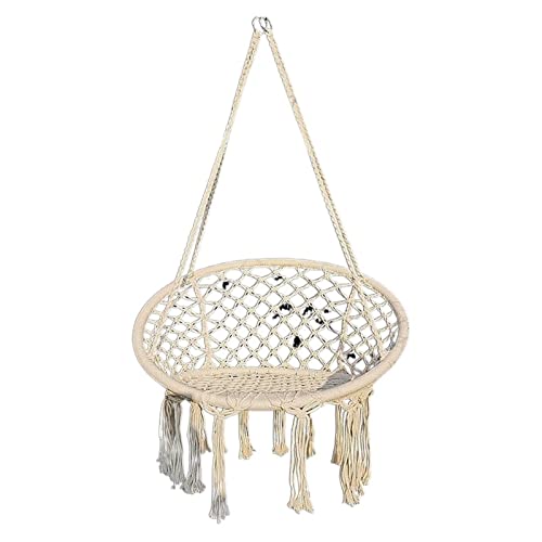 Swing Round Hammock Chair, Swing Chair for Adults, 260 lbs, Single Safety Chair Hammock for Outdoor Indoor Dorm Bedroom Yard Swing seat (Color : 02) (1)