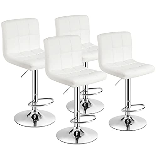 HASMI Bar Stools Set of 4 Adjustable Bar Stools PU Leather Swivel Kitchen Counter Pub Chair Modern Barstools Bar Chairs (Color : Gold)