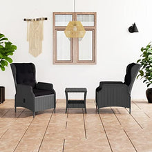 HKTMGDNG 3-Piece PE Rattan Patio Bistro Set with Cushions, Dark Grey