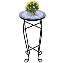 KNORRS Mosaic Tables Ceramic Beautiful Handcrafted Mosaic Table with Ceramic Tiles - Perfect Addition to Your Patio Or Garden Décor (Color : Blue, Size : 11.8" x 27.6" (Diameter x H))