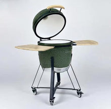 21 Inch Outdoor Egg Shape Ceramic BBQ Grill, Round Charcoal Grill for Patio Garden Backyard(Green)