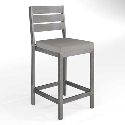 Martha Stewart Bedford Set Indoor/Outdoor Patio Bar Stools, Gray, 2-Pack
