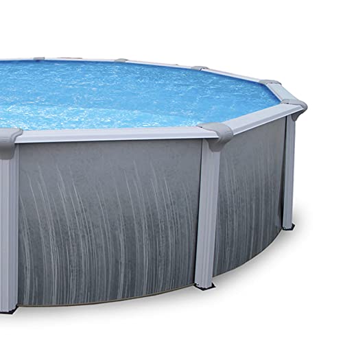Blue Wave Martinique 27-Feet Round 52-Inch Deep Metal Wall Pool Package Metallic