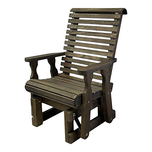 Amish Casual Heavy Duty 600 Lb Roll Back High Back Treated Glider Chair (Dark Walnut Stain)