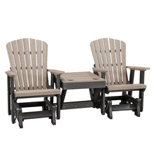American Furniture Classics Double Glider with Table Weatherwood and Black