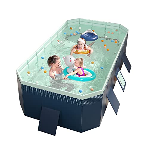 YUEWO Foldable PVC Swimming Pool Hard Plastic Shell Portable Swimming Pool for Adults Blow Up Pool for Family Garden Backyard (2.6m/102in,Blue)